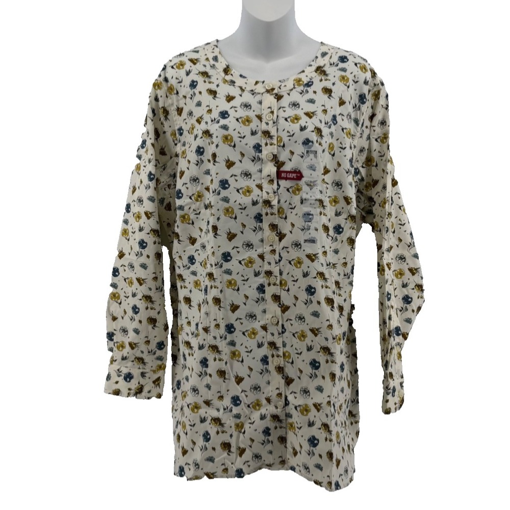 Duluth Trading Floral Tunic Henley‎ Top Womens 1X Wrinklefighter Pockets NEW $74